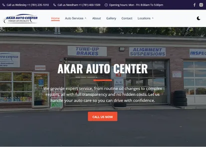 Akar Auto Center website built by NCAT Digital